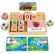 Spelling Games with Flash Cards, 112 Words, Montessori Toys for 3 4 5 6 Years...