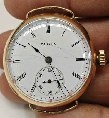 Elgin 1896 Trench Watch Wire Lug 7J Grade 109 Keystone 10K GF   Working