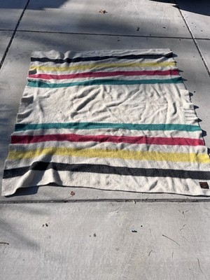 Vintage Whitney Wool Candy Stripe 4 Point Blanket