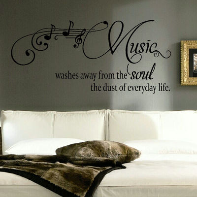 LARGE QUOTE MUSIC WASHES AWAY FROM SOUL DUST LIFE WALL STICKER MATT VINYL