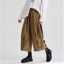 Japanese women's casual loose Elastic waist wide leg pants trousers Harem