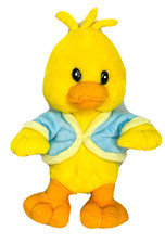 Dan Dee Yellow Plush Baby Chick Duckling Baby Blue Sweater 10" Stuffed Animal