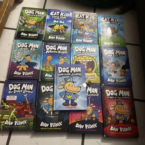 Dog Man Book Lot Of 9  Plus Journal And 3 Cat Kid Book Lot
