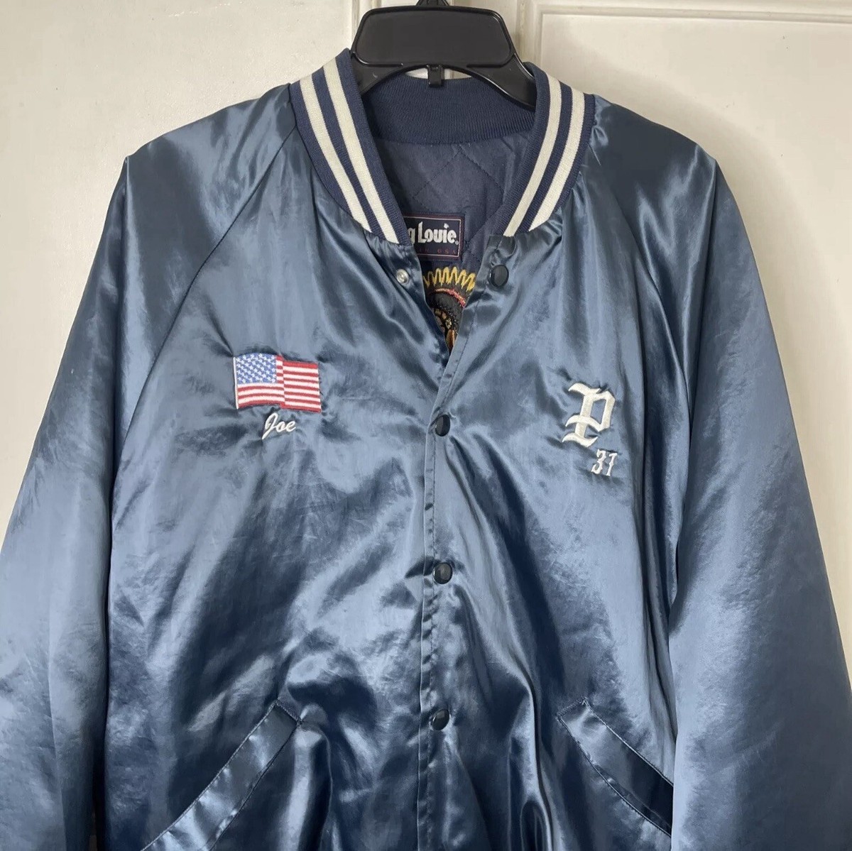 Vtg King Louie USA Satin Jacket 2XL Embroidered American Legion