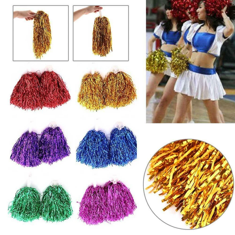 USA POM POMS CHEERLEADER FANCY DRESS ACCESSORY DANCE GROUP THEATRE SHOWS - Image 2 of 4