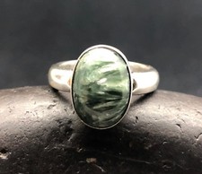 GENUINE SERAPHINITE RING in .925 STERLING SILVER size 7 1/4 FAST FREE SHIPPING