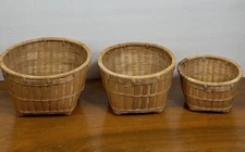 Vintage Set Of 3 Nesting Wicker Baskets Made in Peoples Republic of China