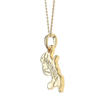 Collier Carte Martinique En Argent 925 - Longueur Au Choix, Neuf Avec étiquettes, Unisexe