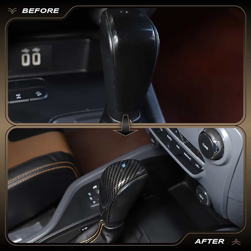 Para Ford Ranger T6 16-21 console câmbio de marchas alavanca cabeça tampa acabamento aparência carbono - Imagem 3 de 4