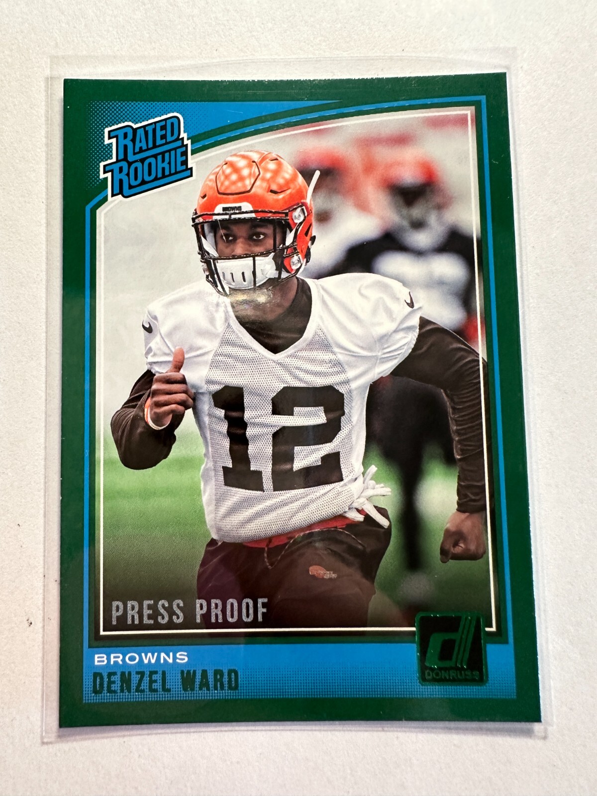 K21,053 - 2018 Donruss Press Proof Green #348 Denzel Ward RR