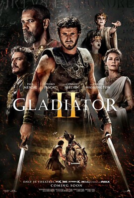 Free Same Day Shipping GLADIATOR II Denzel Washington Borderless 11x17 Poster