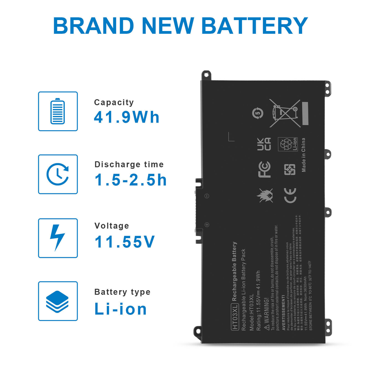 ✓HT03XL Battery for HP Pavilion L11421-2C2 L11119-855 14-CE 14-CF