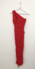 House of CB Women's Dress Size XS Red One Shoulder Ruched Corset Mesh New* F1