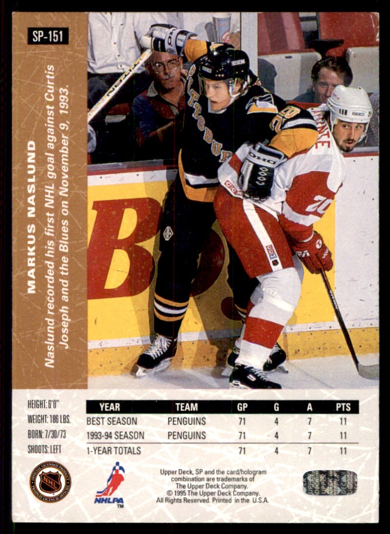 1994-95 Upper Deck SP Markus Naslund Pittsburgh Penguins #SP-151