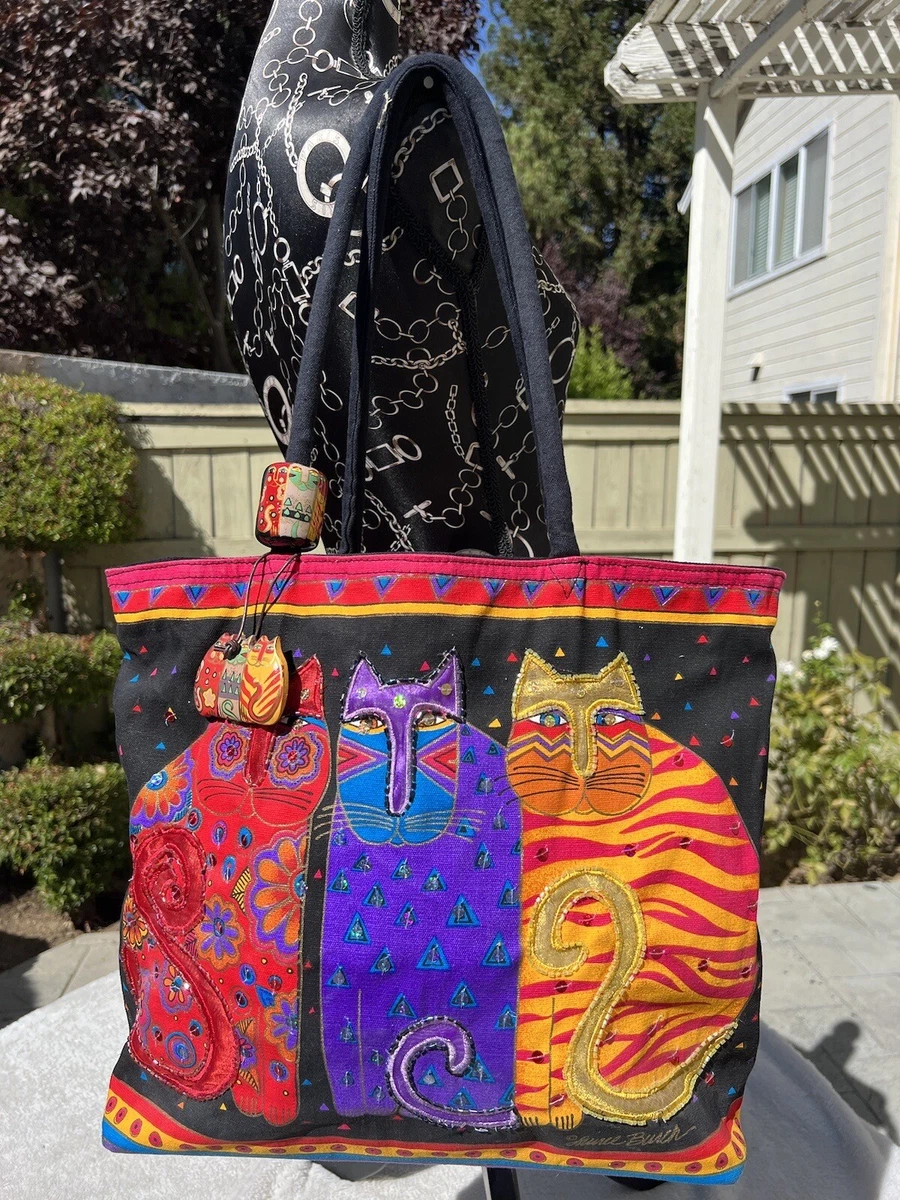 Laurel Burch Blossoming Feline Shoulder Tote LB5460