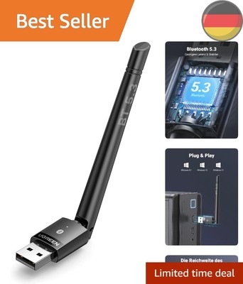 UGREEN Bluetooth Adapter 5.3 mit Großer Übertragungsreichweite Bluetooth Stic...
