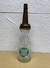 Quaker State Motor Oil Bottle Spout Cap Glass Vintage Style Gas Station