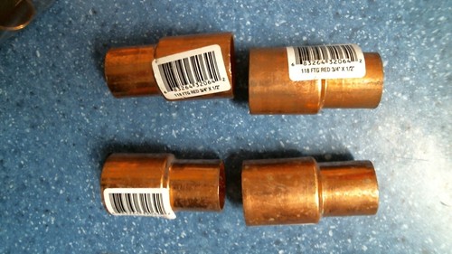 Elkhart 32064, Copper Reducer 3/4" X 1/2", Lot of 4, FREE SHIPPING