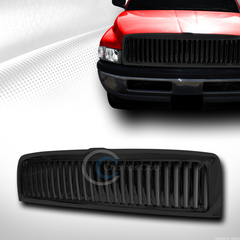 Fits 94-01/02 Dodge Ram Glossy Blk Vertical Front Hood Bumper Grill Grille Guard
