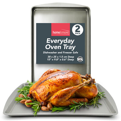 2er-Pack Everyday Backofen Tablett Set 38x25cm | Röstpfanne Backen Backgeschirr Kohlenstoffstahl