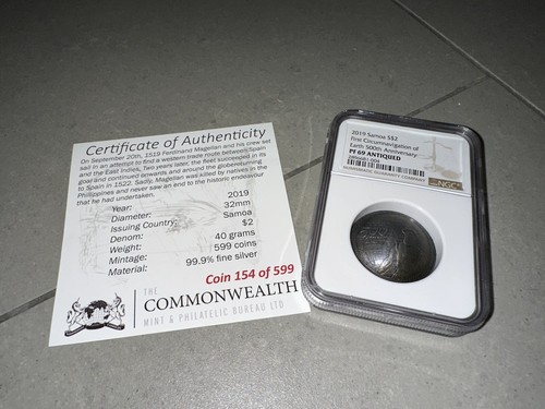 FIRST CIRCUMNAVIGATION OF THE EARTH 500th Silver Coin 2$ Samoa 2019 NGC PF69 - Picture 4 of 4