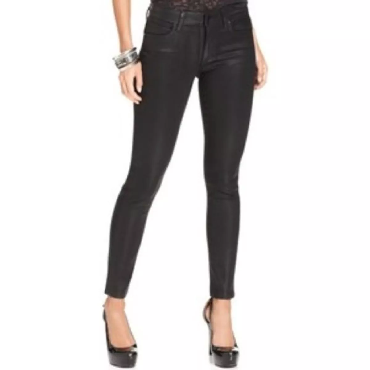 Joe's black coated best sale jeans