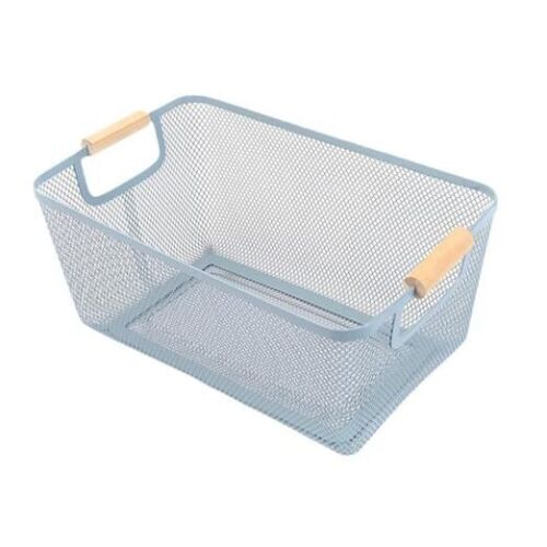Metal Mesh Steel Basket, Large Wire Storage Organizer Basket Multi 1 Pack Blue