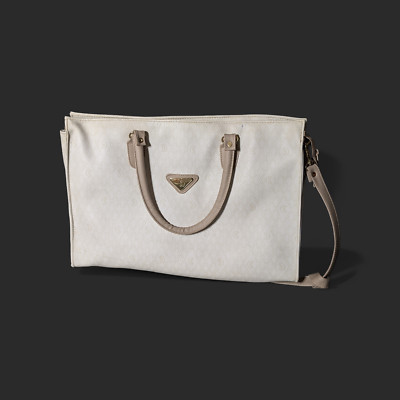 Stefano Design by Mitzi White Monogram Tote Made in Taiwan Large Shoulder bag
