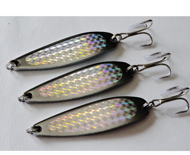 1 100 pcs 3oz Casting Crocodile Spoons Silver Holographic Fishing