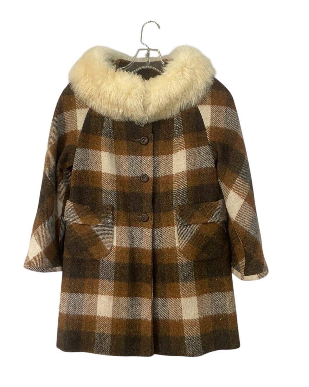 Vintage 50s Cursty Coats Girls Fur Mink Wool Tapestry Mid Century Union Made