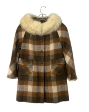 Vintage 50s Cursty Coats Girls Fur Mink Wool Tapestry Mid Century Union Made