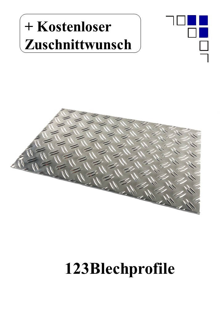 1 Stück Aluminium Riffelblech 5/6,5 Tafeln 1000x2000mm (Preis/m²174