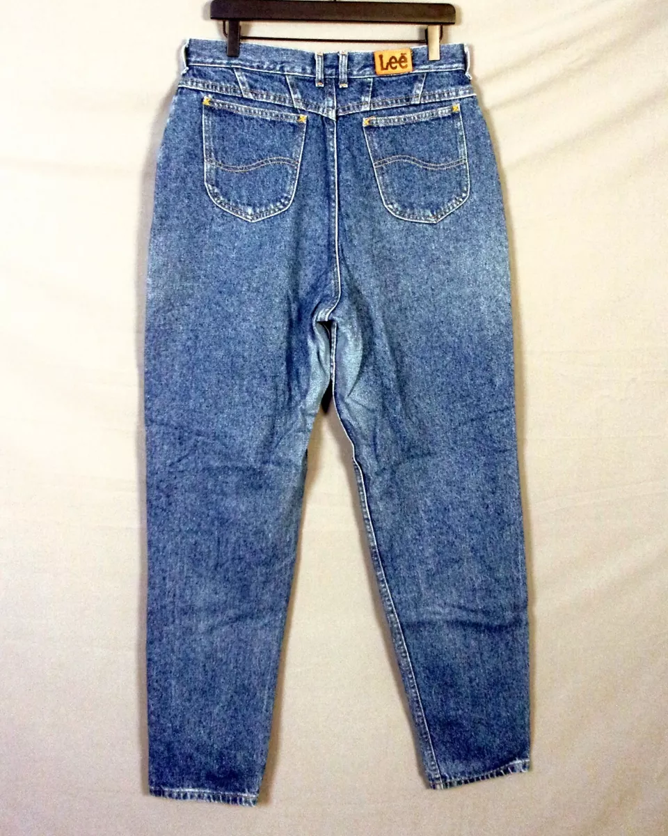 vintage 80s 90s Lee Acid Wash Denim High Waist Mom Jeans Relaxed Tapered 16  L