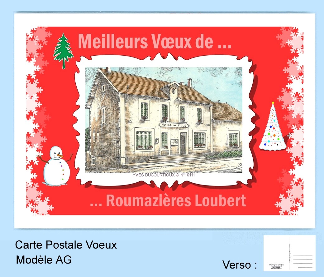 CP AG 16111 CARTE POSTALE VOEUX FOND ROUGE 16 ROUMAZIERES LOUBERT eBay