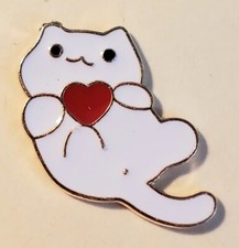 White Cat with Heart Magnetic Needle Minder Cross Stitch Embroidery