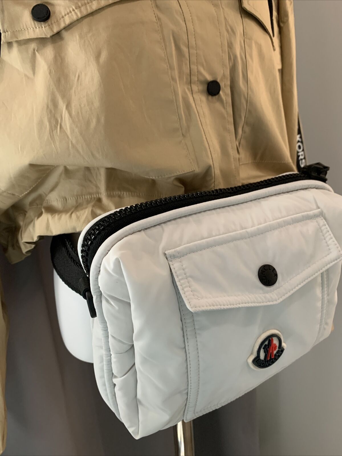 Moncler New Legere white lightweight waist bag beltbag fanny crossbody bag