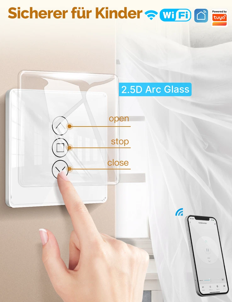 MOES WLAN Smart 2.5D Rolladenschalter Jalousien Zeitschaltuhr Alexa Google APP - Bild 3 von 4