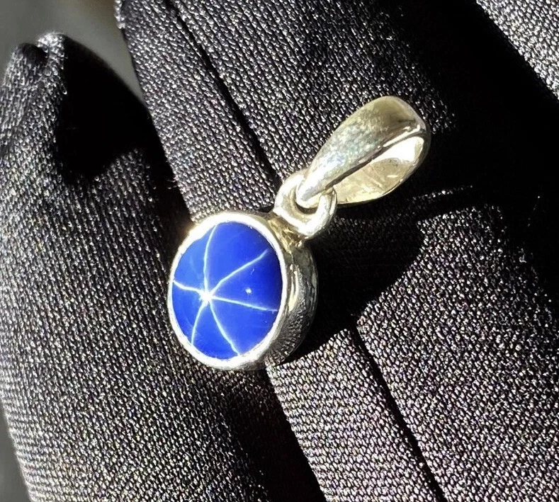 925 Silver Blue Star Sapphire Gemstone Pendant Birthday Gift For Men & Women - Image 4 of 4