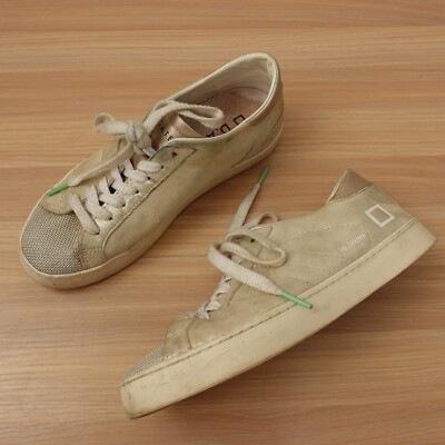 White Leather Sneakers Women 5.5 Casual 36 Hill Low Stardust Platinum D.A.T.E.