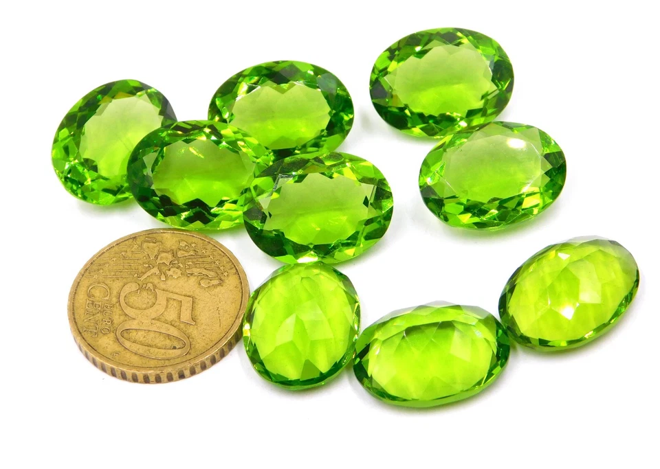 Lab Created Peridot Oval Cut Lot Loose Gemstone 13x18 MM For Jewelry P-428 - Image 3 of 4