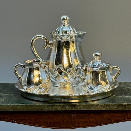 Bodo Hennig Tea / Coffee Service Sterling Silver Plated Miniature Dollhouse 1:10