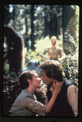 Harrison Ford Carrie Fisher kiss C-3PO R2-D2 Return of Jedi Vintage Transparency