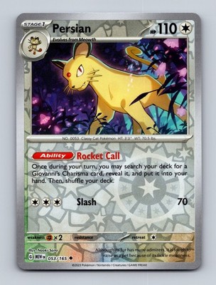 TCG Pokemon Karte Persian 053/165 Englisch Naoki Saito 151