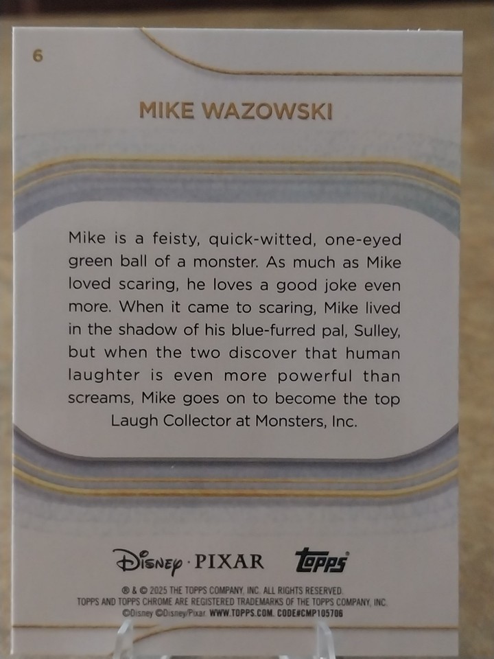 2025 Topps Chrome Disney Mike Wazowski Base #6 Monsters, Inc. | eBay