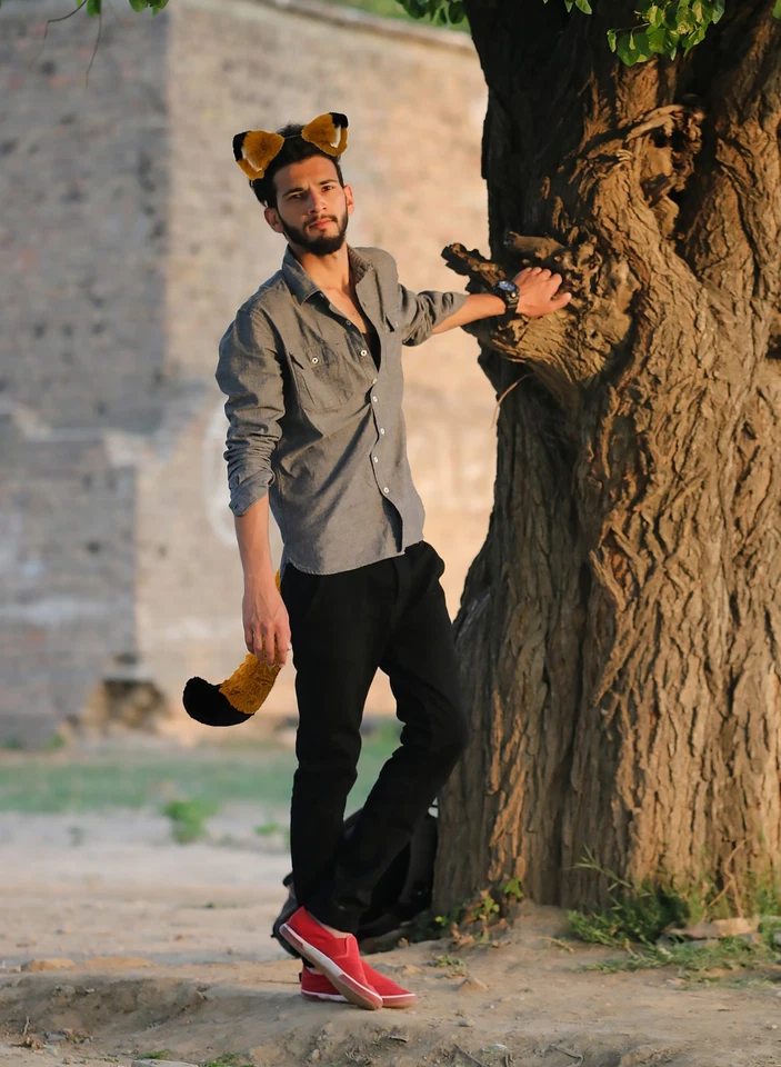 Juego de accesorios de disfraz de animal cola orejas de zorro rojo adulto niño de lujo Foto 4 de 4