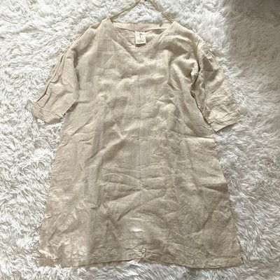 ICHI Antiquites Linen Tunic Dress Wide Fit Japan Free Size