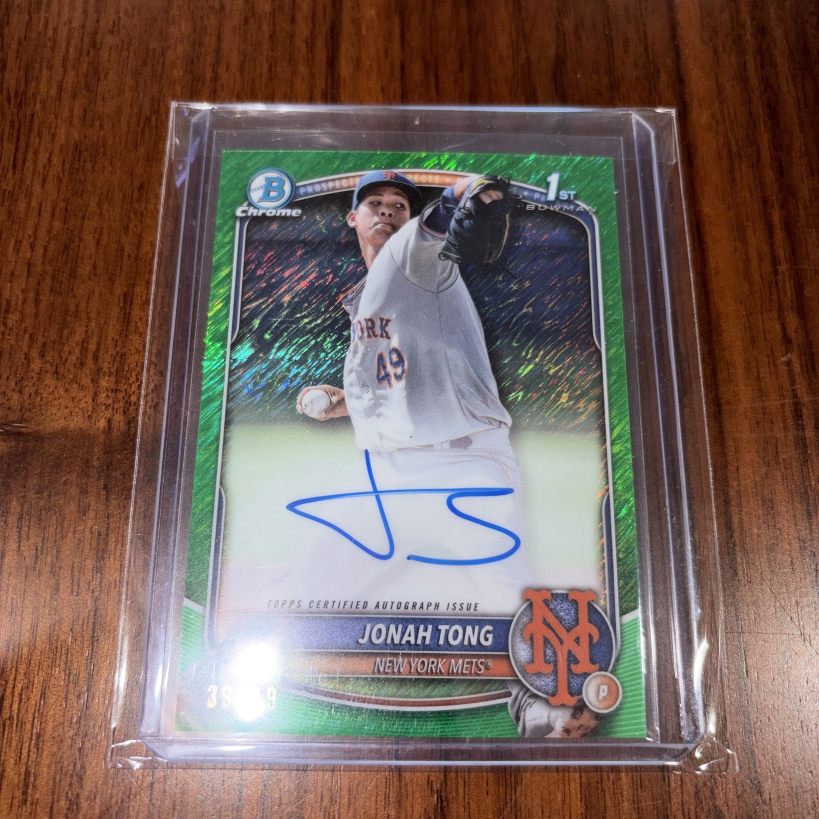 JONAH TONG 2025 BOWMAN CHROME 1ST AUTOGRAPH GREEN SHIMMER AUTO /99 Q5727