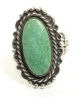 Vintage Navajo Sterling Silver Old Pawn Green Turquoise Adjustable Ring