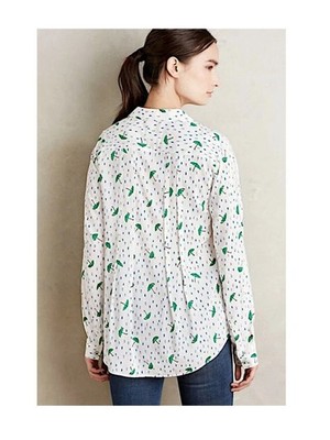 Anthropologie WOMENS SIZE 0 Maeve Umbrella/Water Drop Print Button Down Top