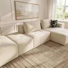 Sectional Sofa Set L-Shaped Couch Convertible Indoor Modular for Living Room